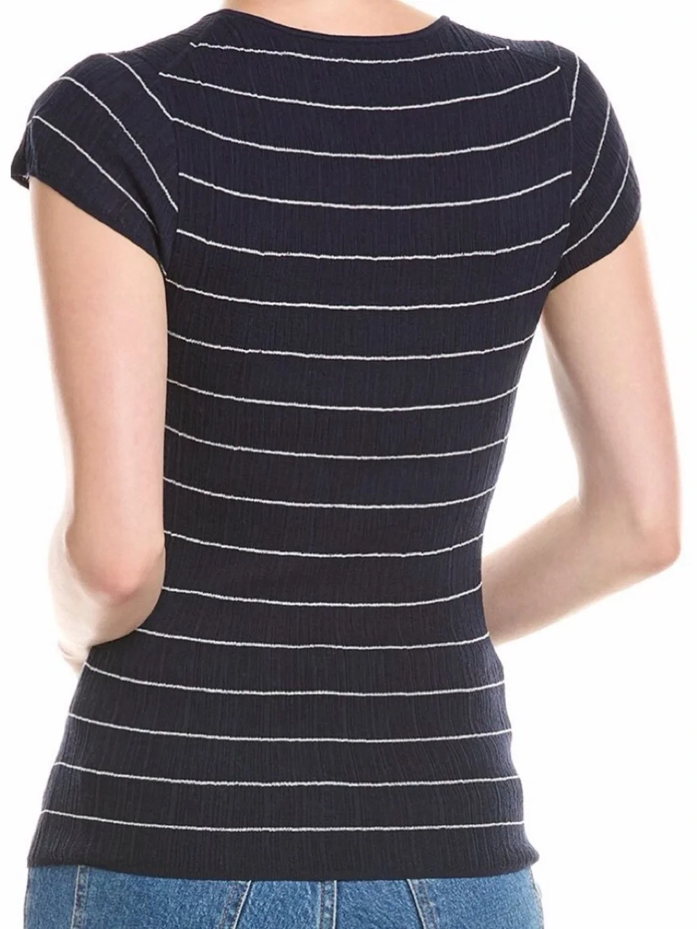 A.L.C. Sam Striped Cotton-Blend Top in Navy/White - Picture 4 of 5